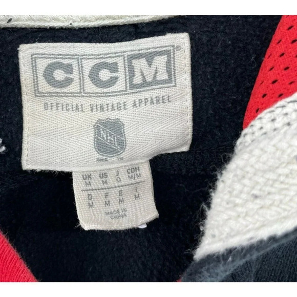 NHL Hoodie Men's Sz M Black Red Chicago Blackhawks Striped Embroidered Logo - Picture 10 of 12